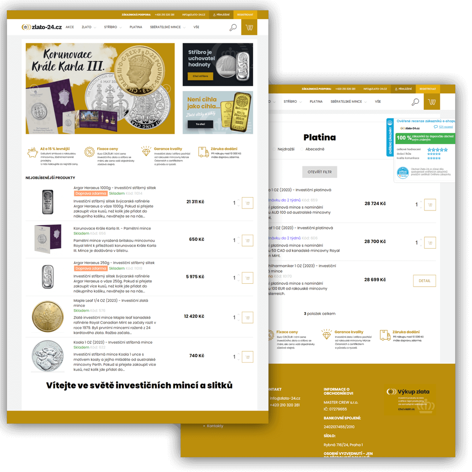 Případová studie – webdesign – Za méně než 100 tisíc jsme pro Zlato-24 rozjeli e-shop generující miliony měsíčně