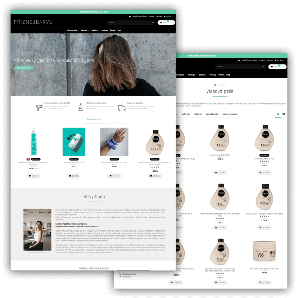 Případová studie – webdesign – Postavili jsme nový e-shop pro kadeřnické studio PřiznejBarvu